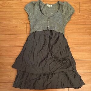 Mine Heather Gray and Charcoal Layered Mini Dress
